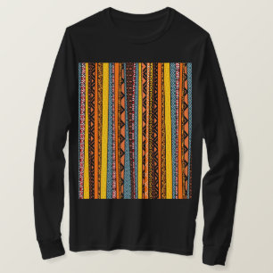 Camiseta Camisa-T de Mistura de Padrão Africano
