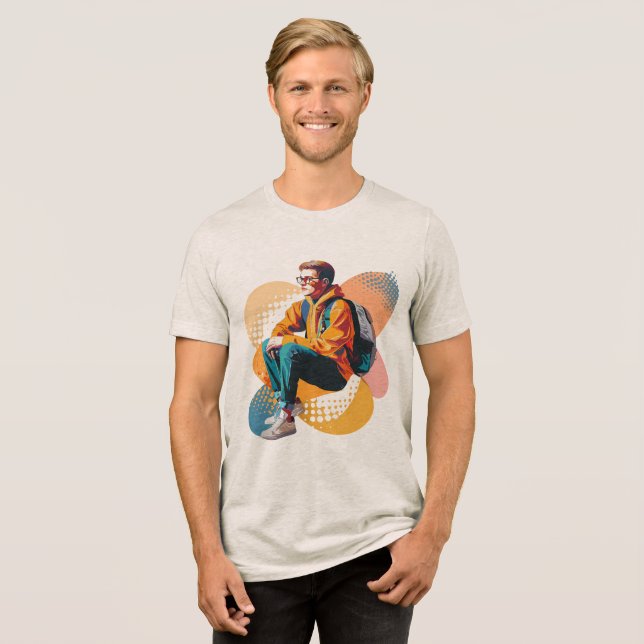 Camiseta Camisa-T de mistura tripla (Frente Completa)