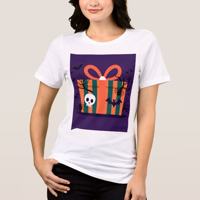 Camiseta Camisa-T de mulher presente no crânio (Frente)
