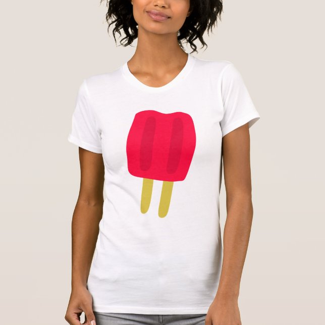 Camiseta Camisa-T de mulheres picolé-vermelha (Frente)