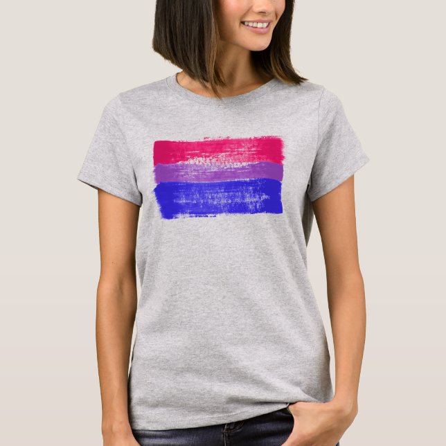 Camiseta Camisa-T de Orgulho Bissexual Pintada (Frente)