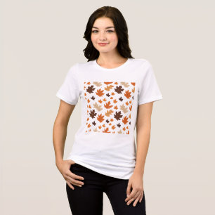 Camiseta Camisa-T de Padrão de Folha de outono Minimalista