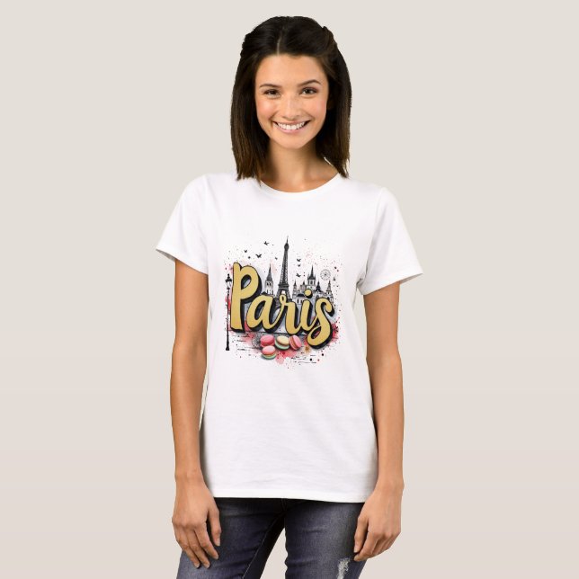 Camiseta Camisa-T de Paris - Design-chic e Na moda (Frente Completa)