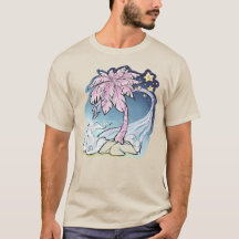 Camisa-T de Pássaros Rosa e Azul