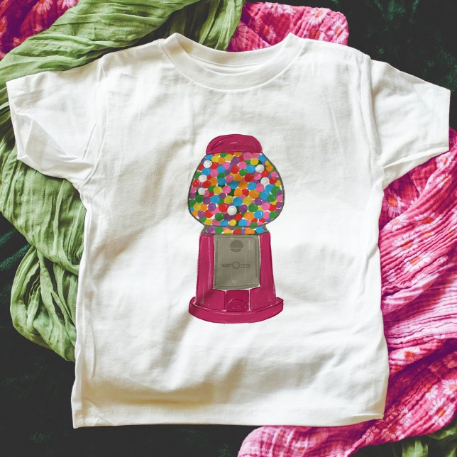 Camiseta Camisa-T de pastilha de pastilha de pastilha (Pink gumball candy machine kids t-shirt.)