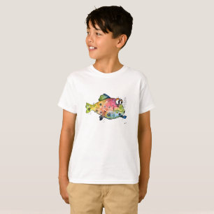 Camiseta Camisa-T De Peixe Colorida, De Estilo Branco