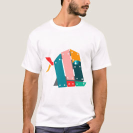 Camiseta Camisa-T de Peixe Mecânico Geométrico