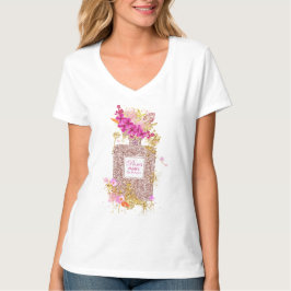 Camiseta Camisa-T de Perfume de Perfume Rosa Elegante de Lu