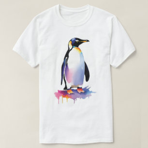 Camiseta Camisa-T de Pinguim-Aquarela