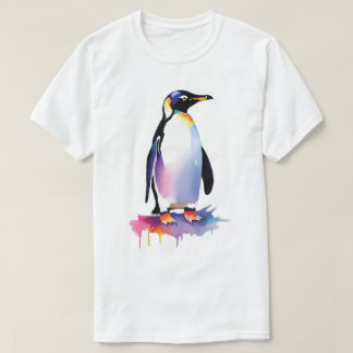 Camiseta Camisa-T de Pinguim-Aquarela