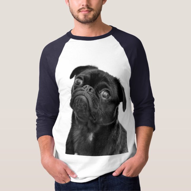Camiseta Camisa-T de Raglan, Capa, , Pug preto-branco (Frente)