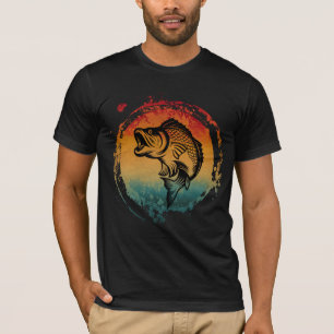 Camiseta Camisa-T de RETRO DE PESCA DO PEIXE