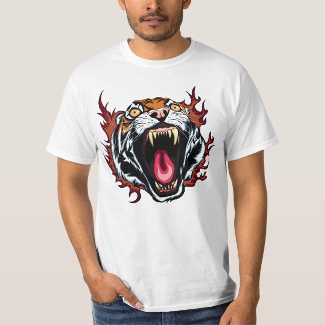 Camiseta Camisa-T De Roaming Raiva De Tigre (Frente)