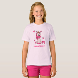 Camiseta Camisa-T de roupa de natal do Unicórnio rosa-branc