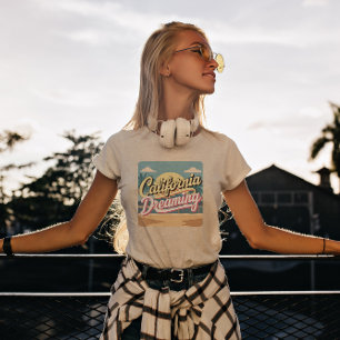 Camiseta Camisa-T de sonho amarela e branca da Califórnia