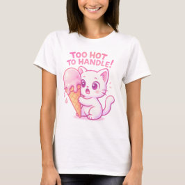 Camiseta Camisa-T de Sorvete de fusão de gatos brancos Chib
