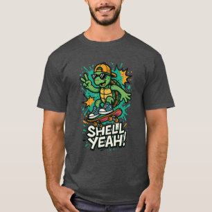 Camiseta Camisa-T de Tartaruga Engraçada legal para Skatebo