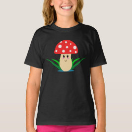 Camiseta Camisa-T de uma moça de cogumelo sorridente