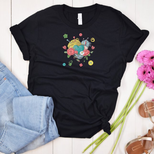 Camiseta Camisa-T de Yarn Heart Crochet Lover (Criador carregado)