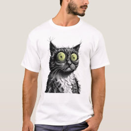 Camiseta Camisa-T Design de Gato Frazzada