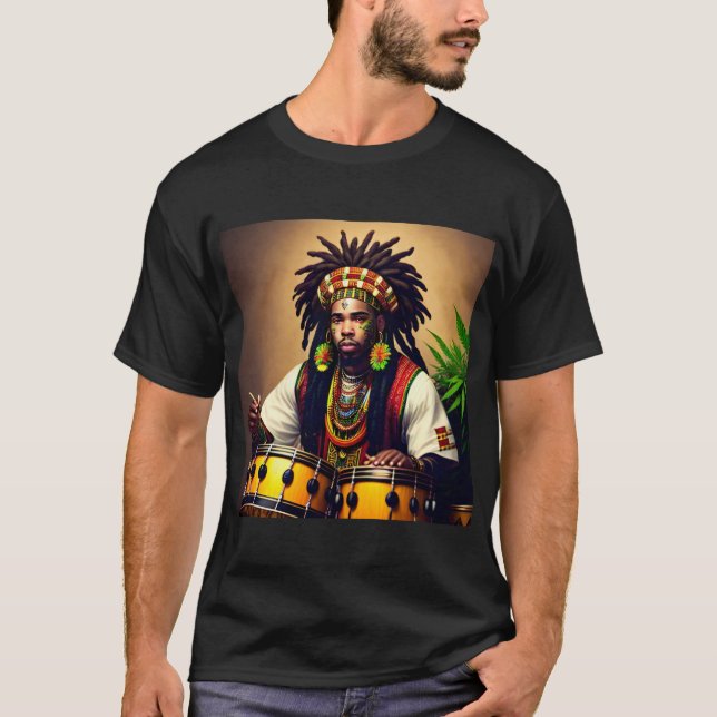 Camiseta Camisa-T Design negra africana (Frente)