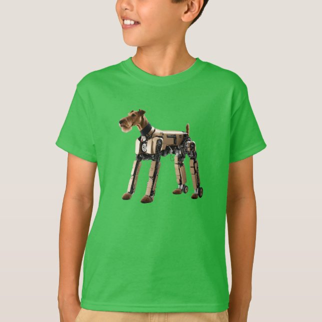 Camiseta Camisa-T do Airedale Robot Kid (Frente)