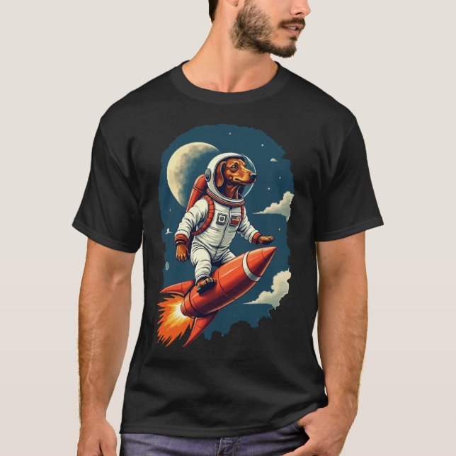 Camiseta Camisa-T do Astronauta Canino (Frente)