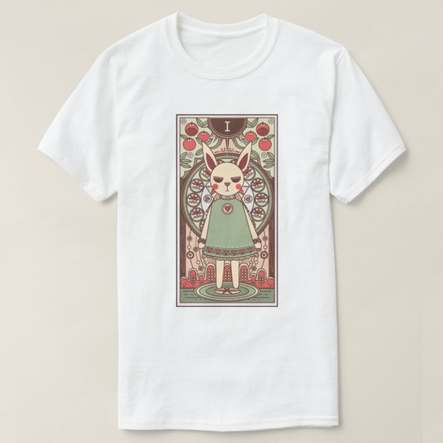 Camiseta Camisa-T do Cartão Bunny Tarot da Magia (Frente do Design)