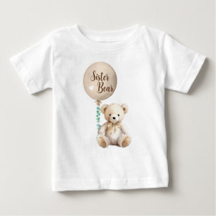 Camiseta Camisa-T do Chá de fraldas do Urso Sister Neutro
