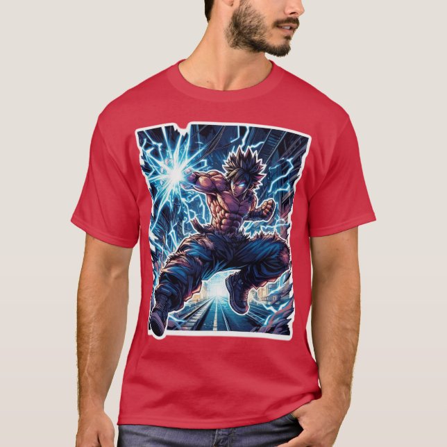 Camiseta Camisa-T do Combatente de Animes (Frente)