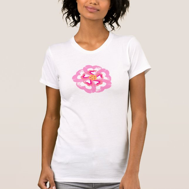 Camiseta Camisa-T do Coração do Flor Rosa (Frente)
