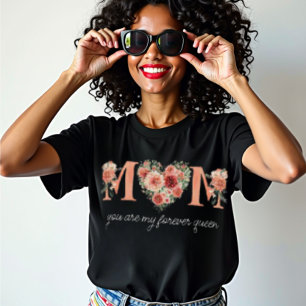 Camiseta Camisa-T do Coração Floral da Rainha mãe