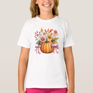 Camiseta Camisa-T do Dia das Bruxas de Abóbora com Aquarela