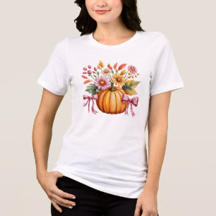 Camiseta Camisa-T do Dia das Bruxas de Abóbora com Aquarela