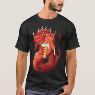 Camiseta Camisa-T do Dragão Bebendo de Cerveja
