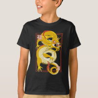 Camisa-T do Dragão Chinês Amarelo
