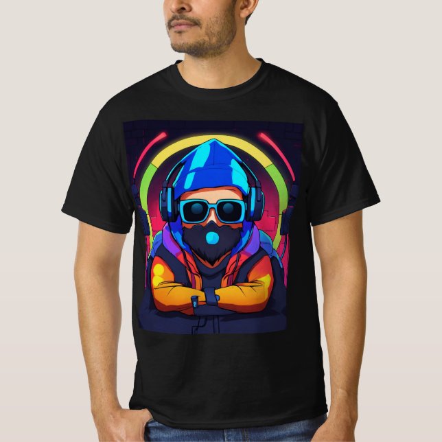Camiseta Camisa-T do Equalizador Gráfico Vibrante DJ Vibes  (Frente)