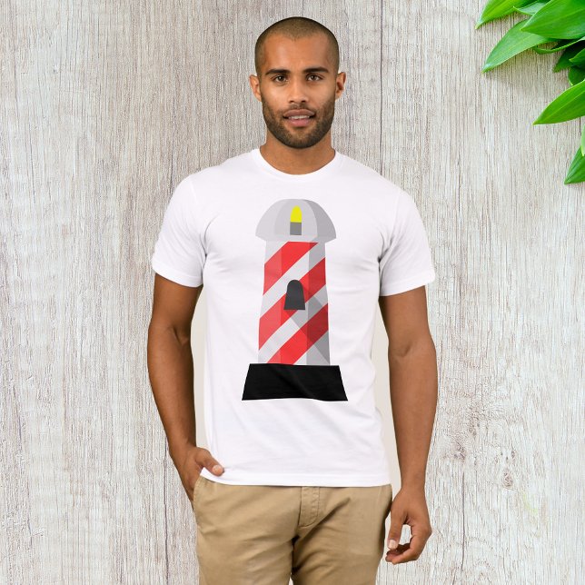 Camiseta Camisa-T Do Farol Vermelho E Branco (Criador carregado)
