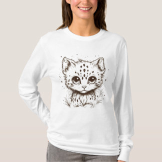 Camiseta Camisa-T do gato adorável - Design de Gatinho