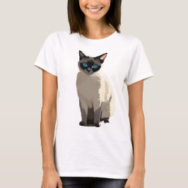 Camiseta Camisa-T do Gato de Gato de Olhos Azuis Siamês