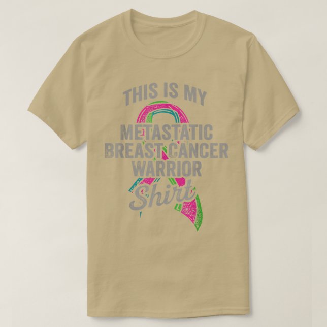 Camiseta Camisa-T do Guerreiro do Cancer da Mama Metastátic (Frente do Design)