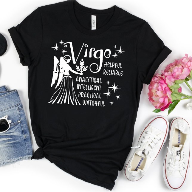 Camiseta Camisa-T do Horoscópio Zodiac Moderno Virgo (Criador carregado)