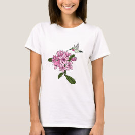 Camiseta Camisa-T do Hummingbird e Rhododendron
