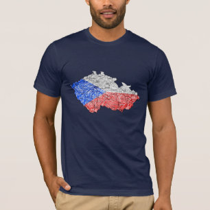 Camiseta Camisa-T do Mapa de Flagcolor da Tchecia
