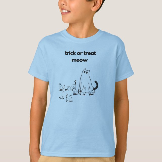 Camiseta Camisa-T do Menino da Família Halloween Cat (Frente)