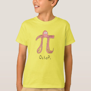 Camiseta Camisa-T do Menino do Octopus Cute Math Pi Day