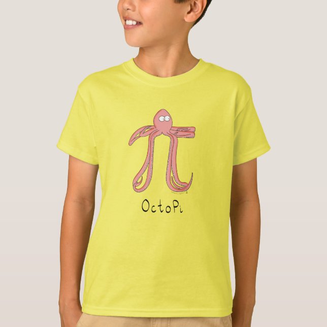Camiseta Camisa-T do Menino do Octopus Cute Math Pi Day (Frente)
