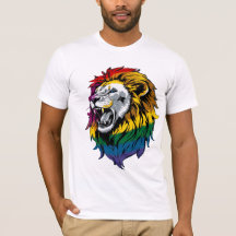 Camisa-T do Orgulho Lion LGBTQ+ do Rainbow Mane Ro