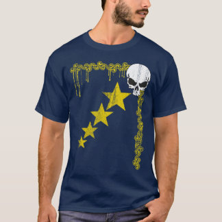 Camiseta Camisa-T do Padrão Crânio/Estrela Distante (Amarel