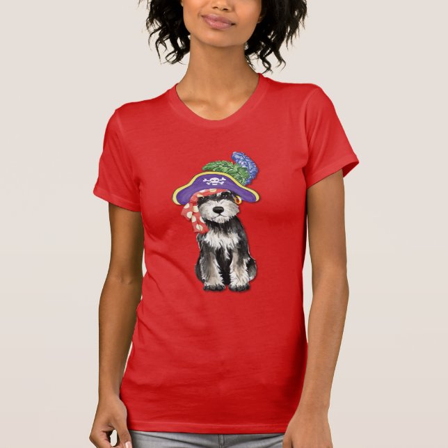 Camiseta Camisa-T do Pirata de Miniatura Schnauzer (Frente)